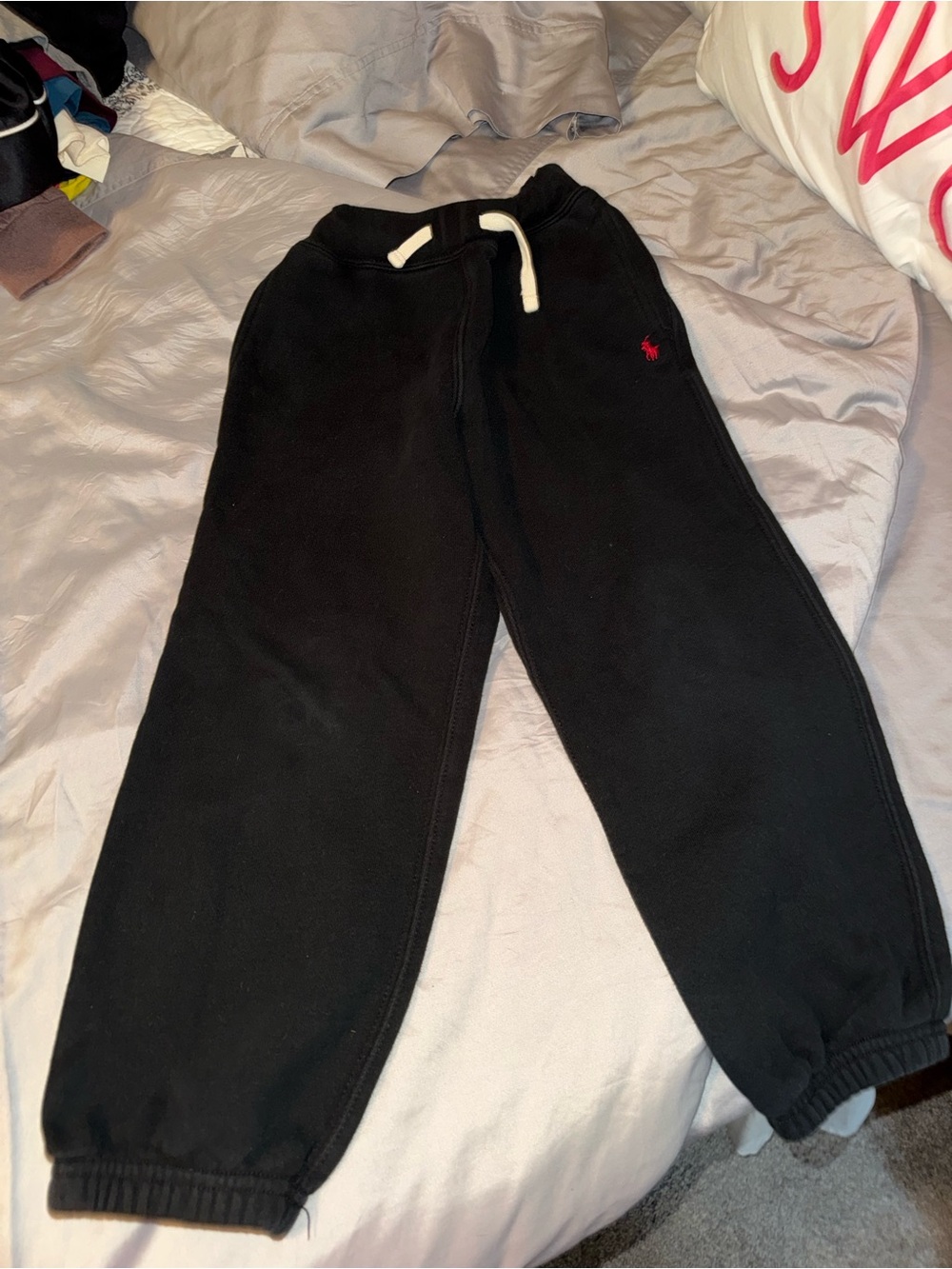 Polo by Ralph Lauren Black Kids Fleece Joggers with Red Pony